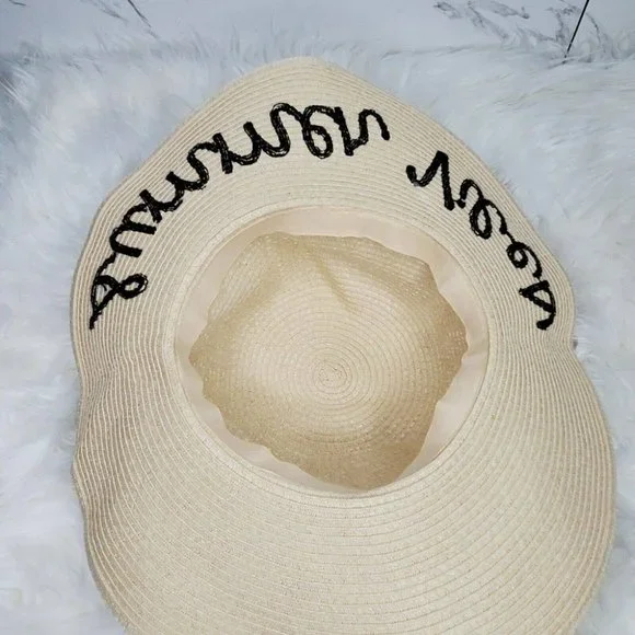 Summer Vibes Straw Floppy Big Beach Hat Summer - Picture 2 of 2